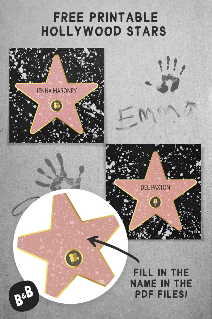 Free Printable Hollywood Stars for Personalized Fun