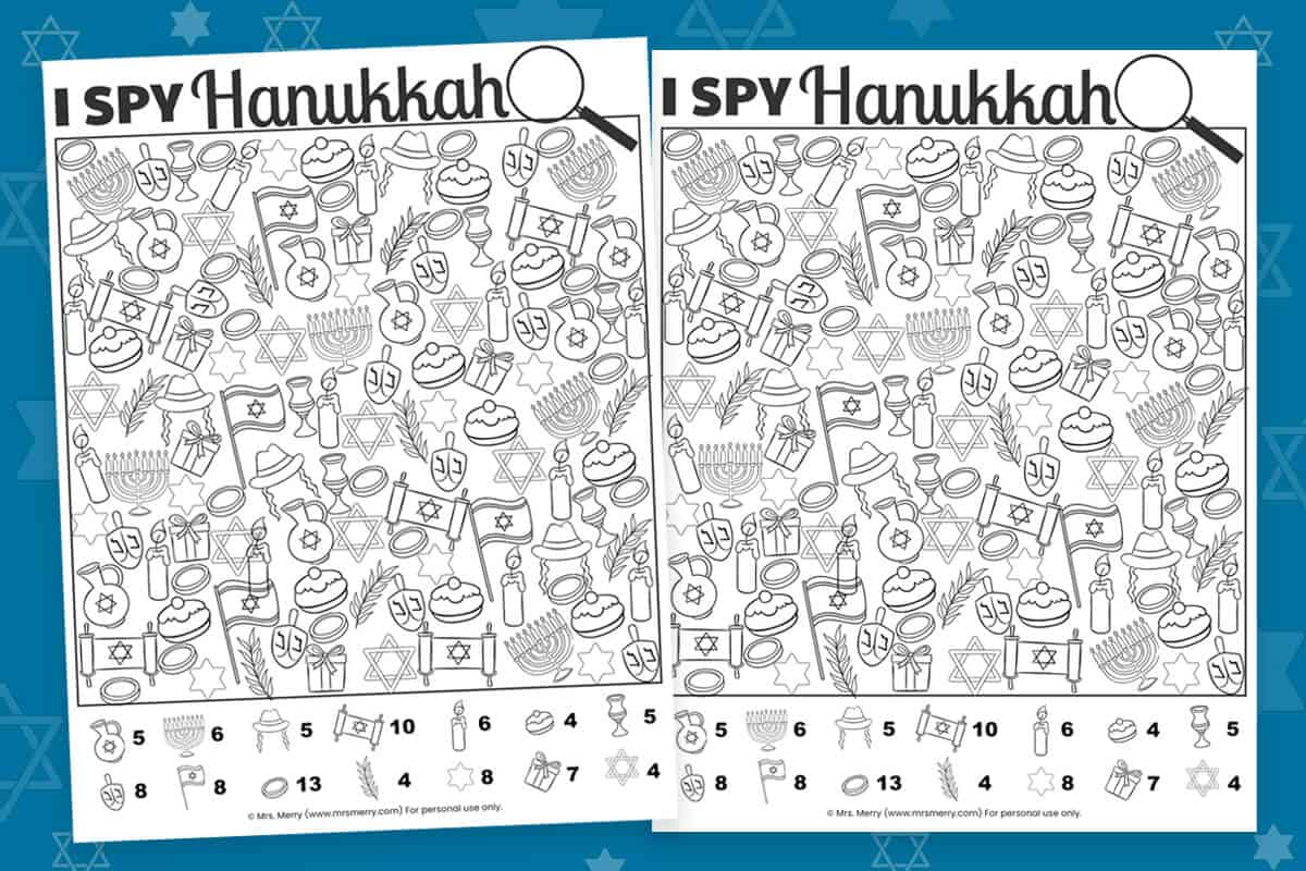 Free Printable I Spy Hanukkah Activity  Mrs