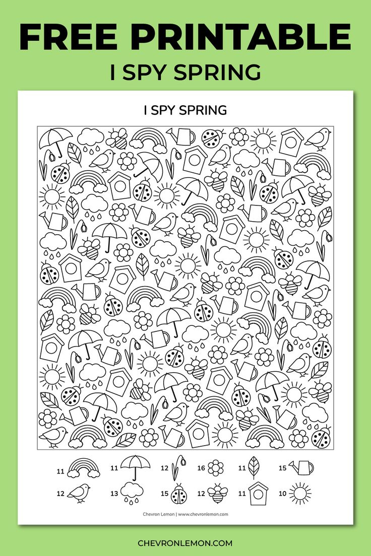 Free printable I spy spring