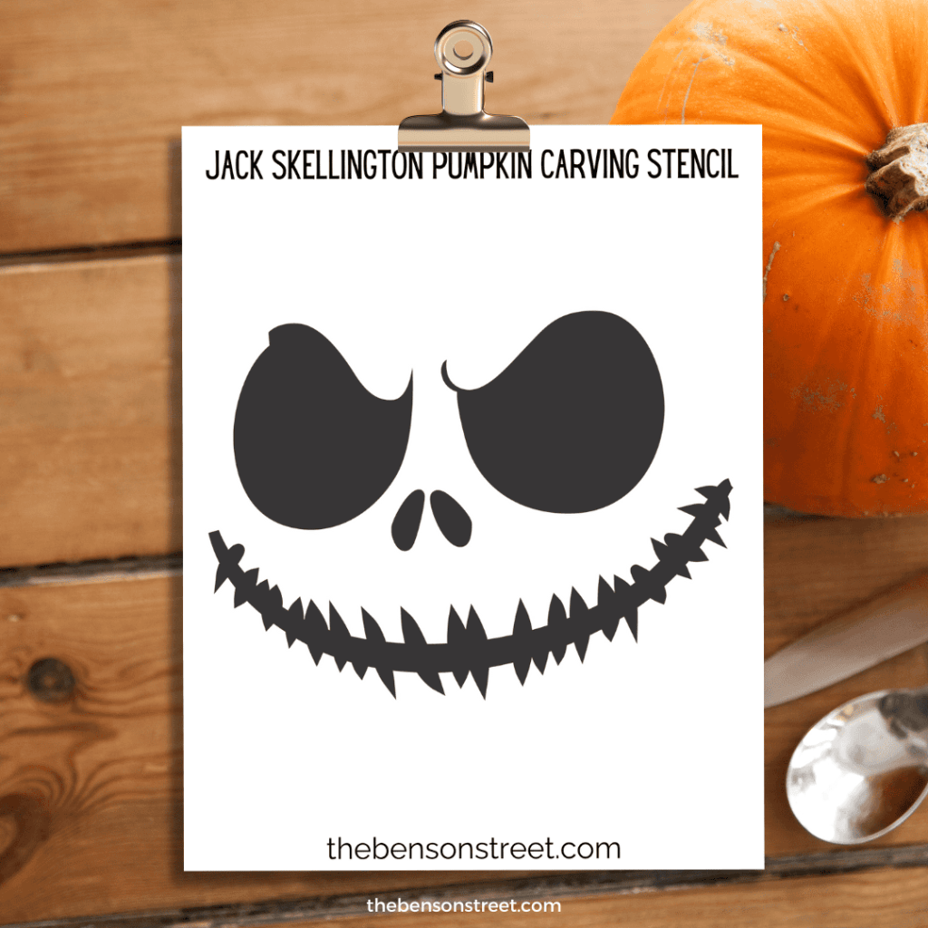 Free Printable Jack Skellington Pumpkin Stencil for Carving - The