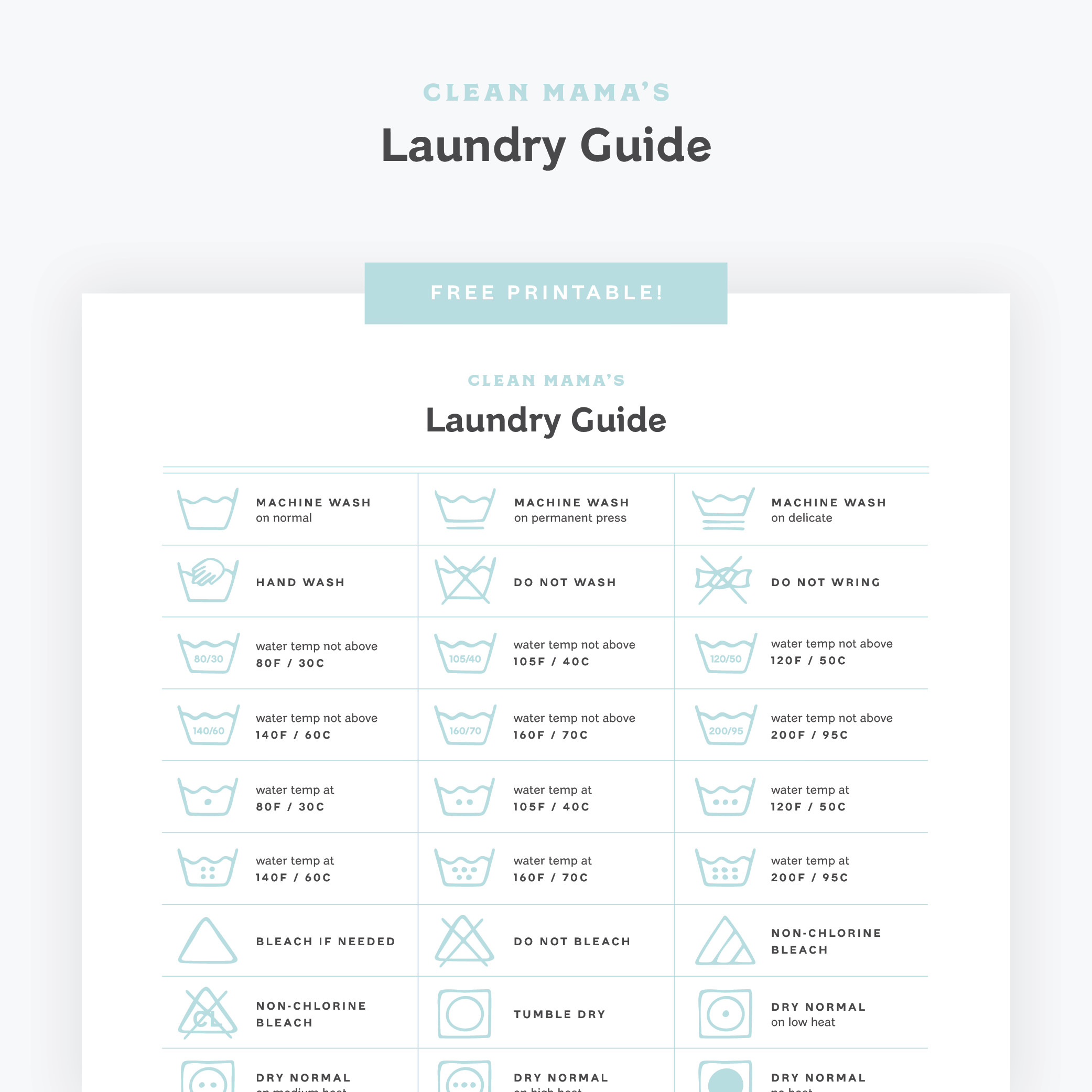 Free Printable : Laundry Guide - Clean Mama