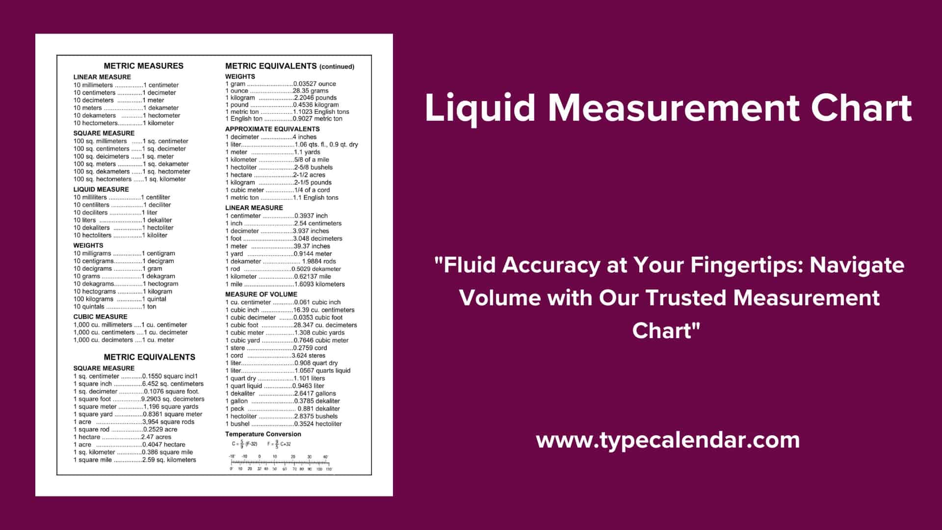 + Free Printable Liquid Measurement Charts [Conversion] PDF