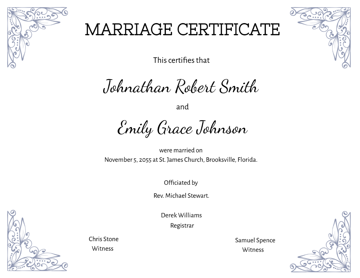 Free Printable Marriage Certificate Templates to Customize Online