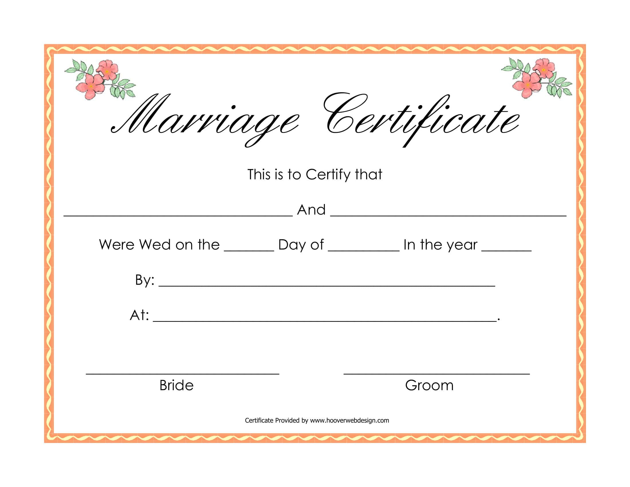 Free Printable Marriage Certificate Templates [Word, PDF] Editable