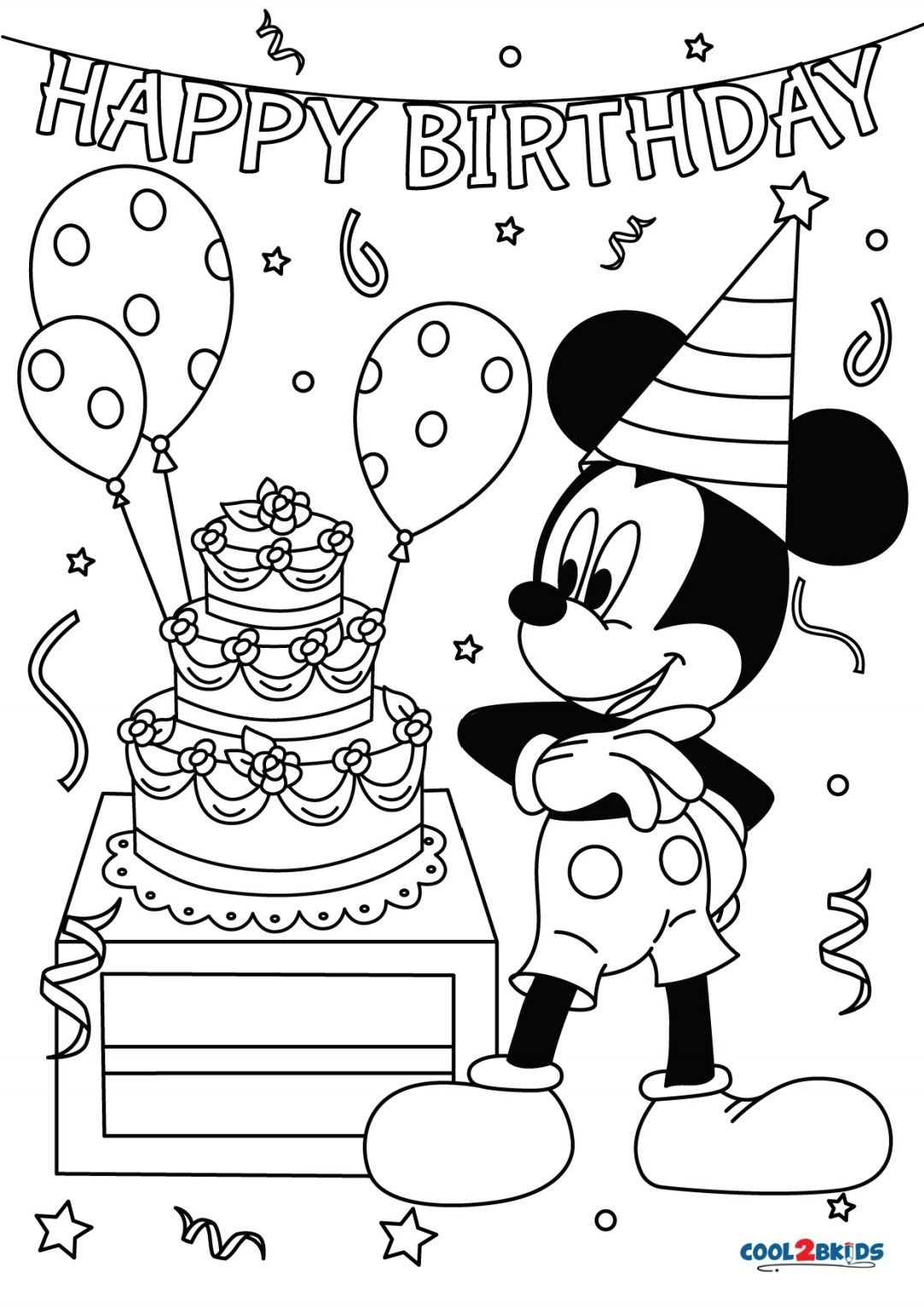 Free Printable Mickey Mouse Birthday Coloring Pages For Kids