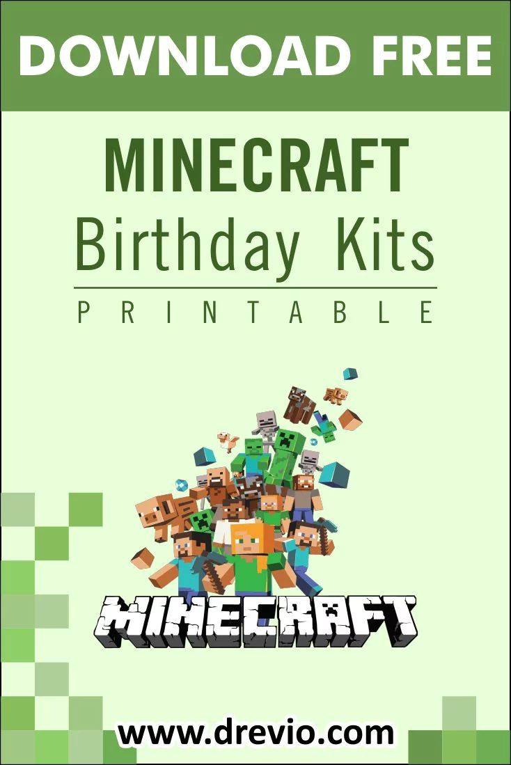 FREE PRINTABLE) – Minecraft Birthday Party Kits Templates