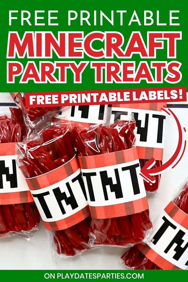 Free Printable Minecraft TNT Party Treats Labels