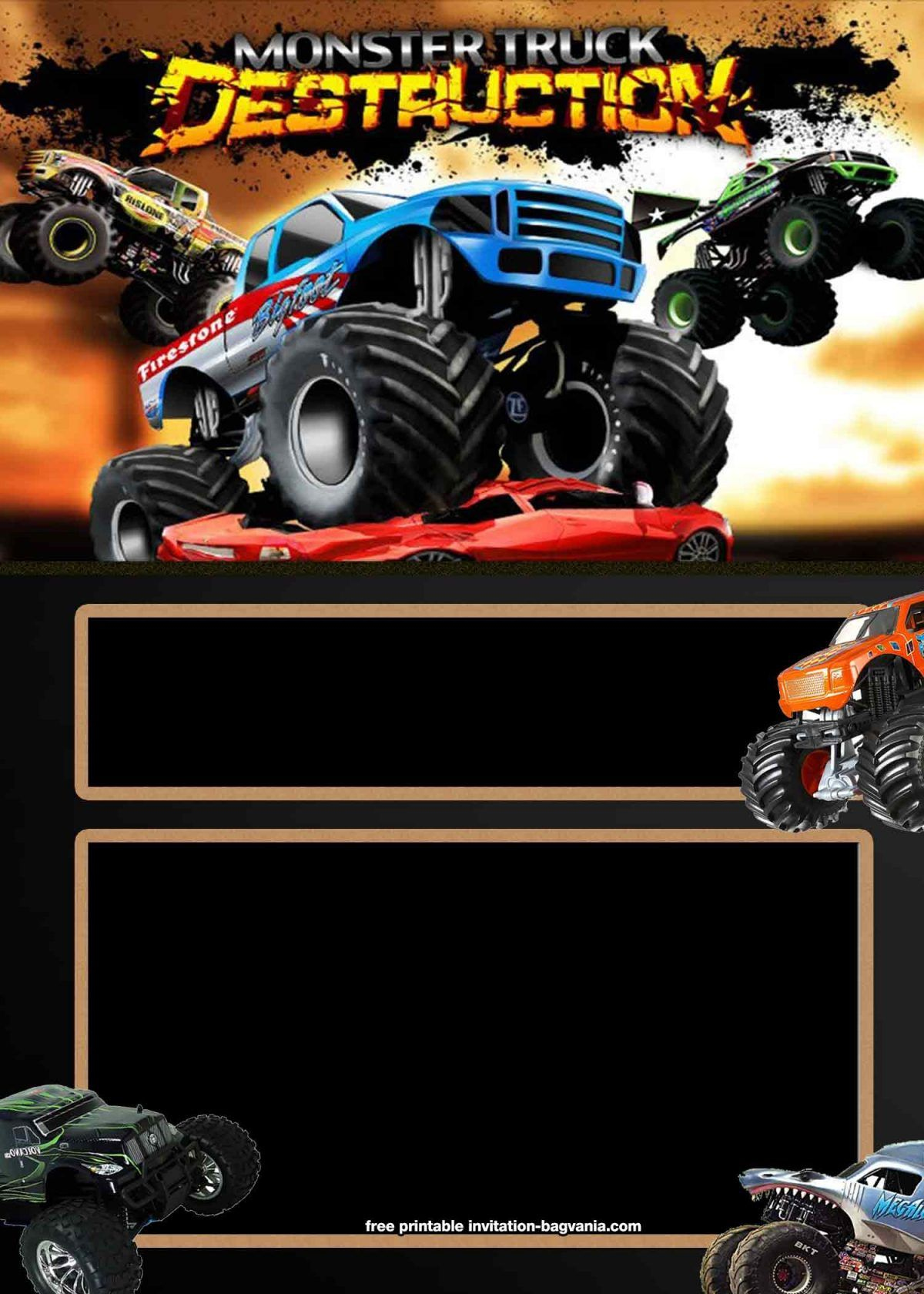 FREE Printable Monster Truck Birthday Invitation Templates