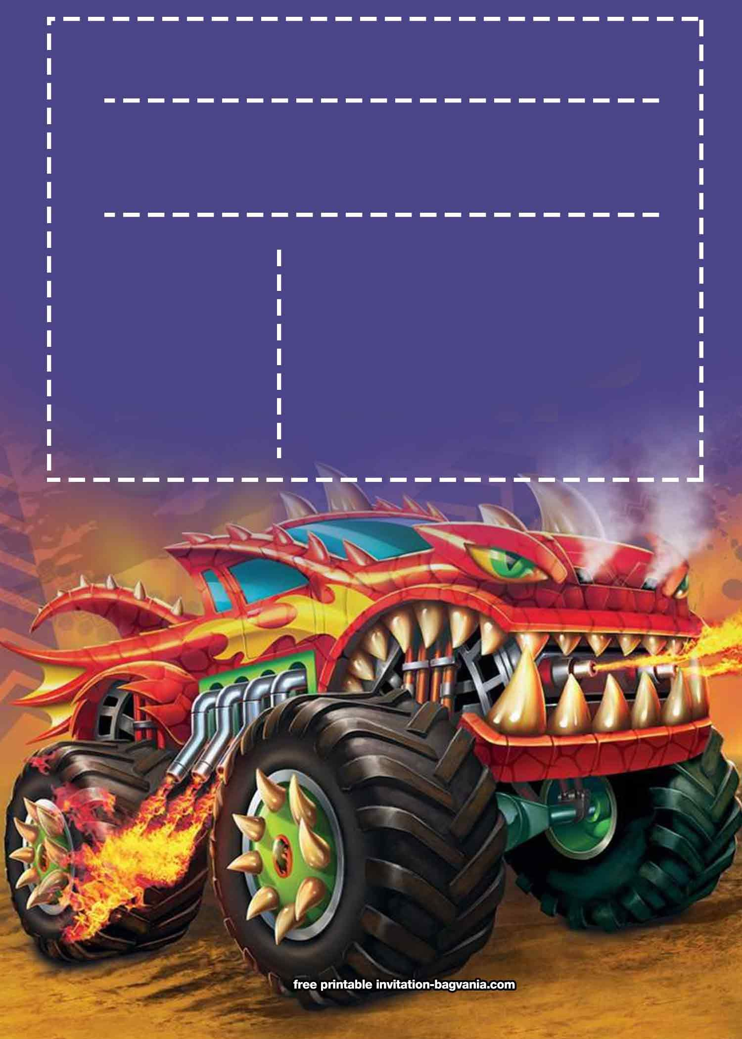 FREE Printable Monster Truck Birthday Invitation Templates