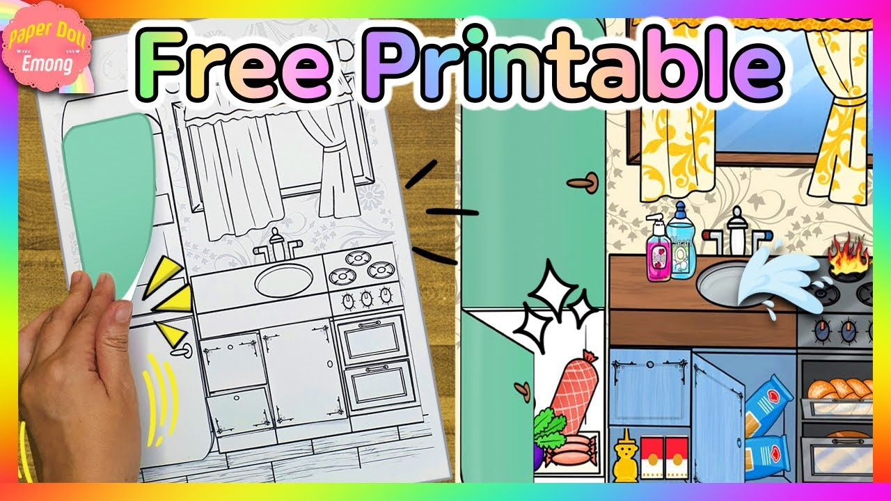 Free Printable Paper Dollhouse # Paper Quiet Book The Kitchen DIY Coloring Book Making Free Printable Paper Dollhouse # Paper Quiet Book The Kitchen DIY Coloring Book Making