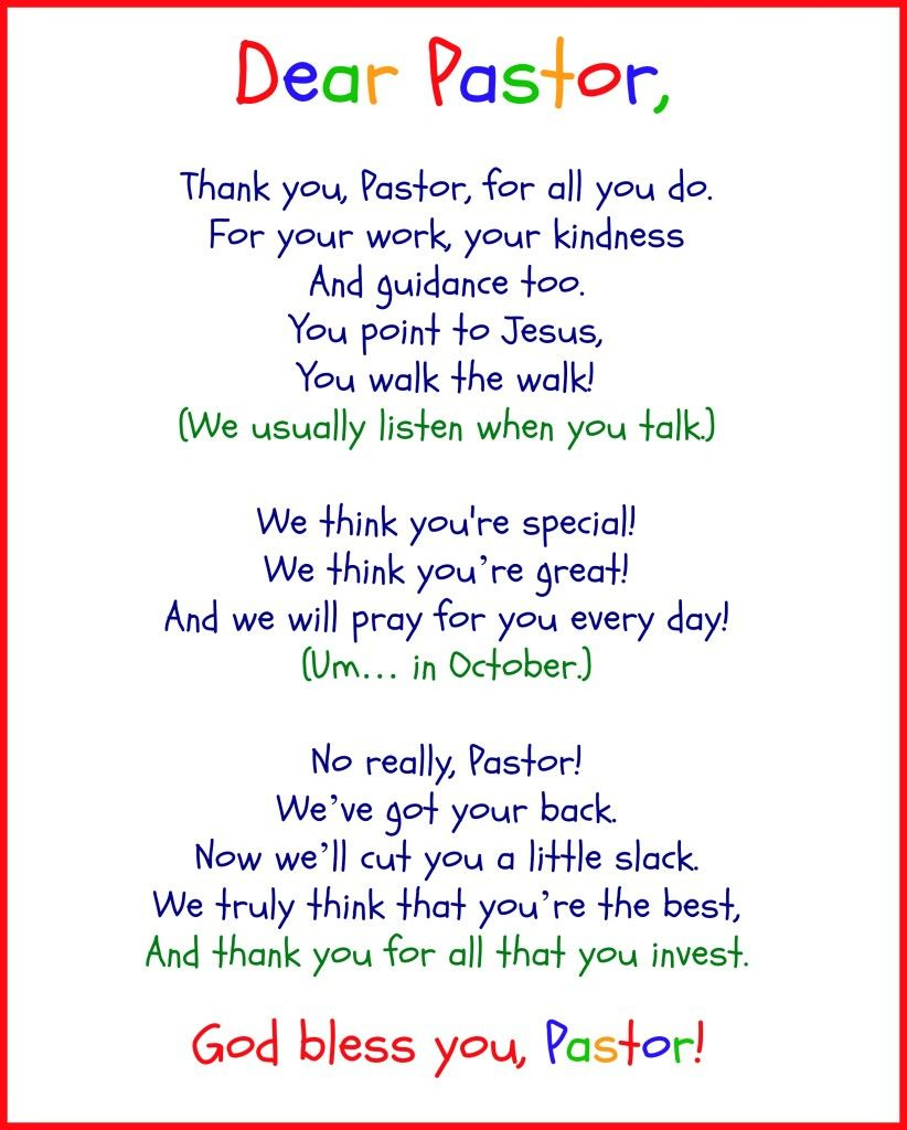 Free Printable Pastor Appreciation Poems - Printable Party Favors