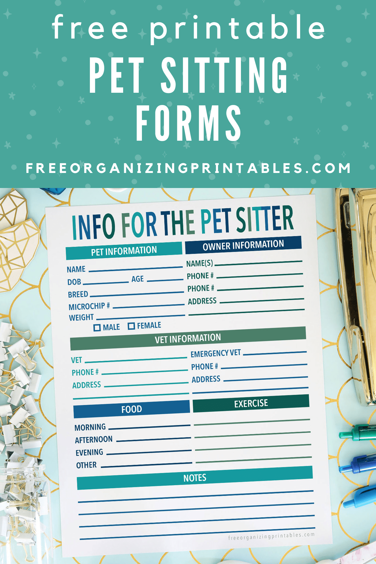 Free Printable Pet Sitting Forms  Free Organizing Printables