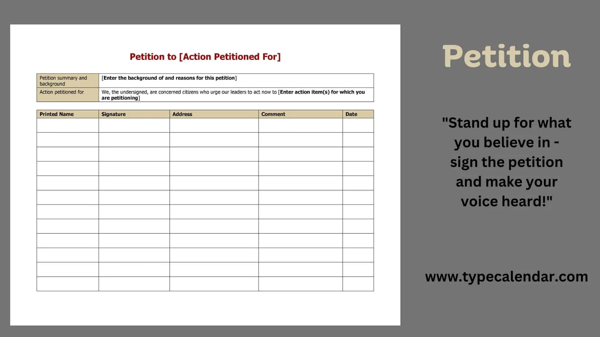 Free Printable Petition Templates [Word, PDF, Google Docs] +Forms