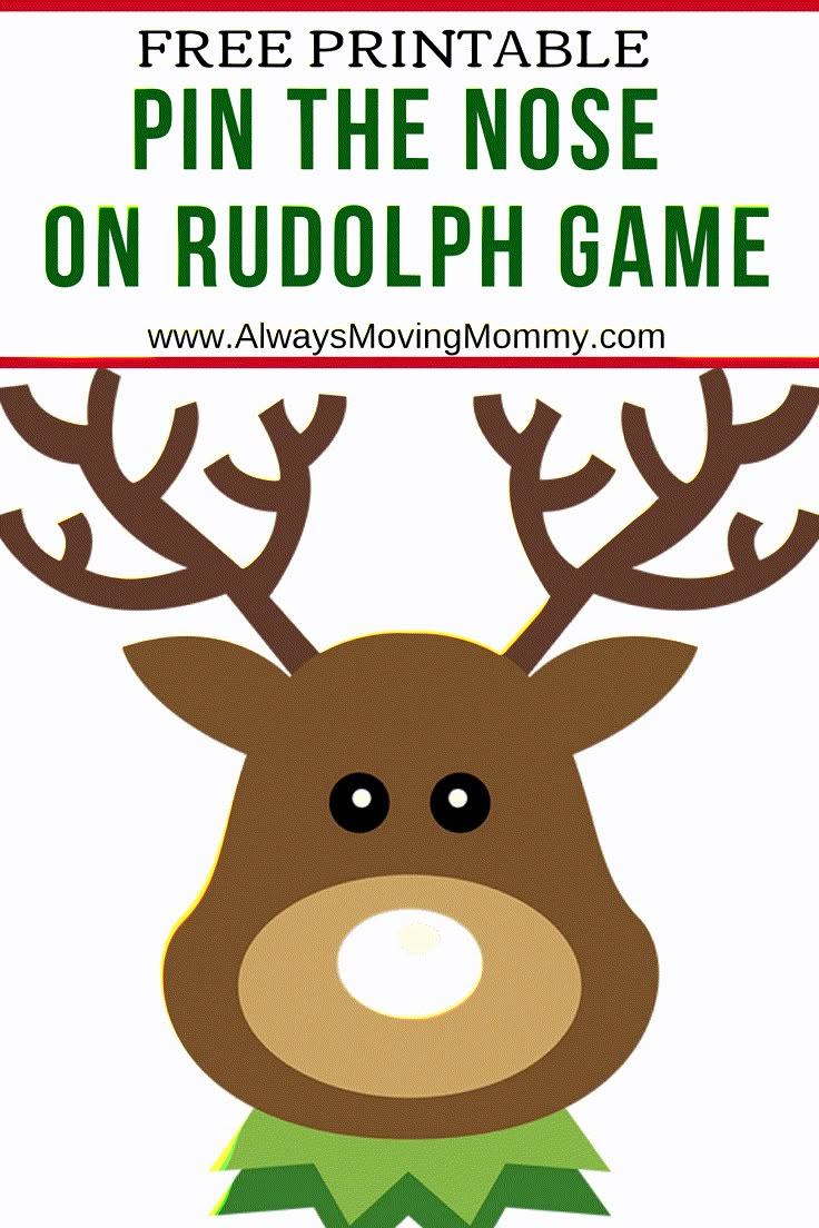 Free Printable Pin the Nose on Rudolph Christmas Game • Always Free Printable Pin the Nose on Rudolph Christmas Game • Always