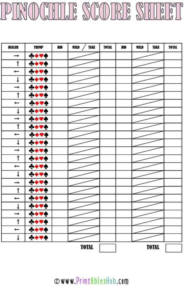 Free Printable Pinochle Sheets [PDF Included]
