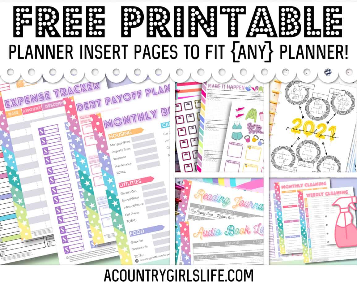 FREE Printable Planner Inserts for ANY Size Planner! - A Country
