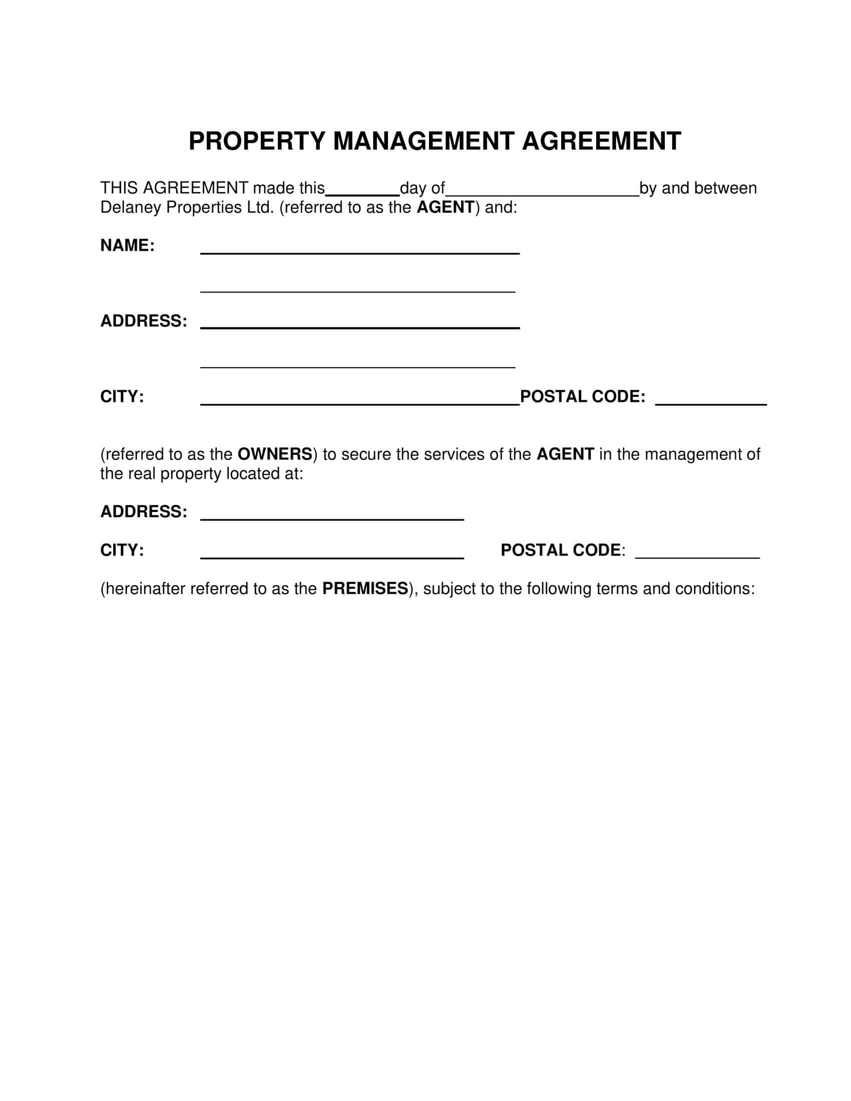 Free Printable Property Management Agreement Templates [PDF, Word]