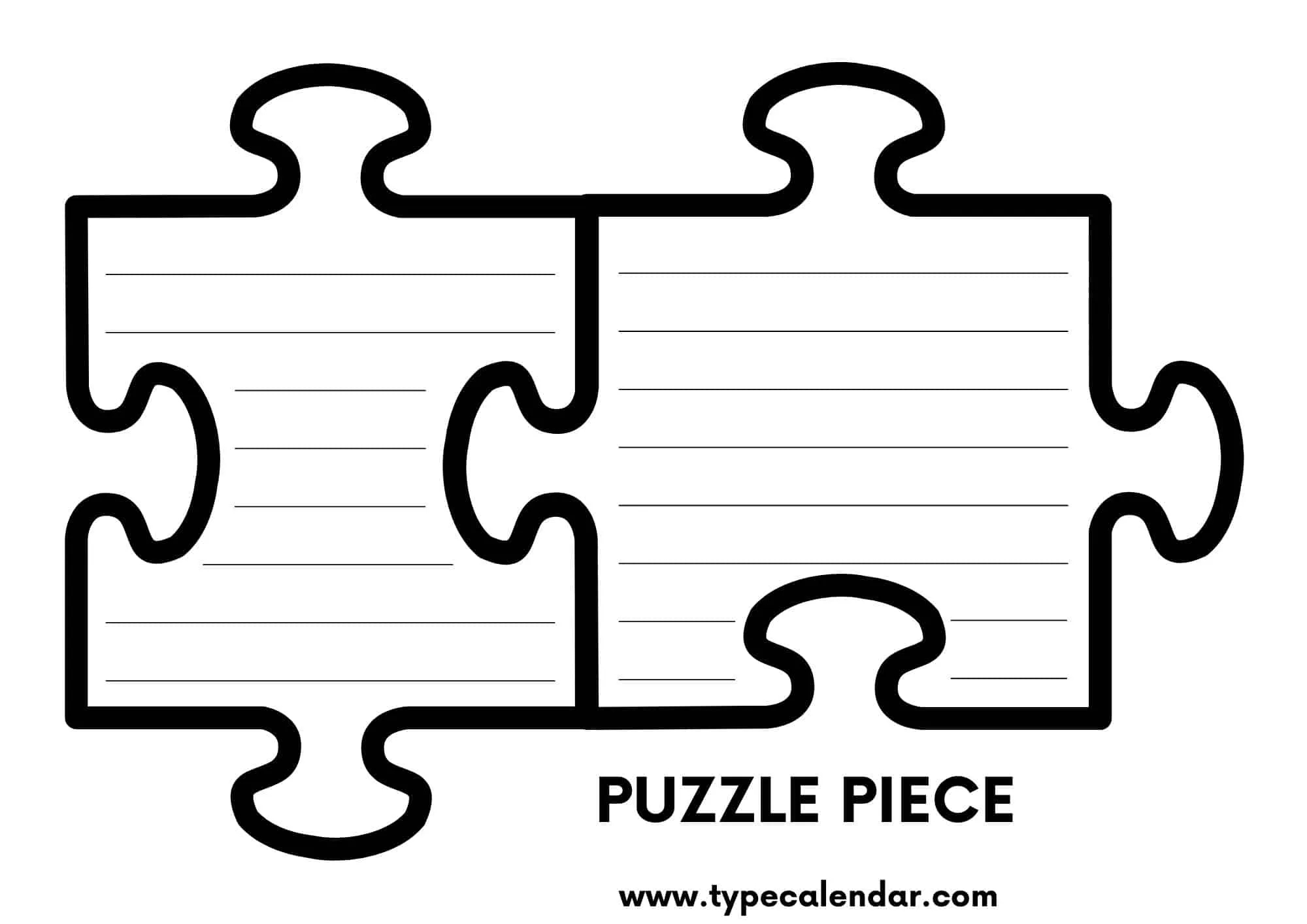 Free Printable Puzzle Piece Templates [PDF] , , 2 Piece