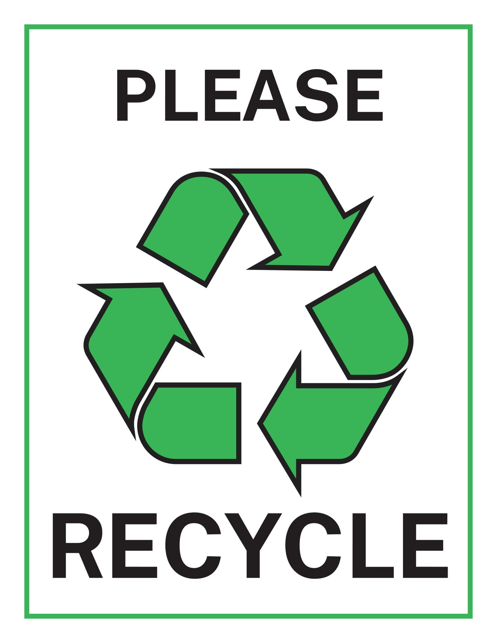 Free Printable Recycle Sign Templates [PDF] Trash Can