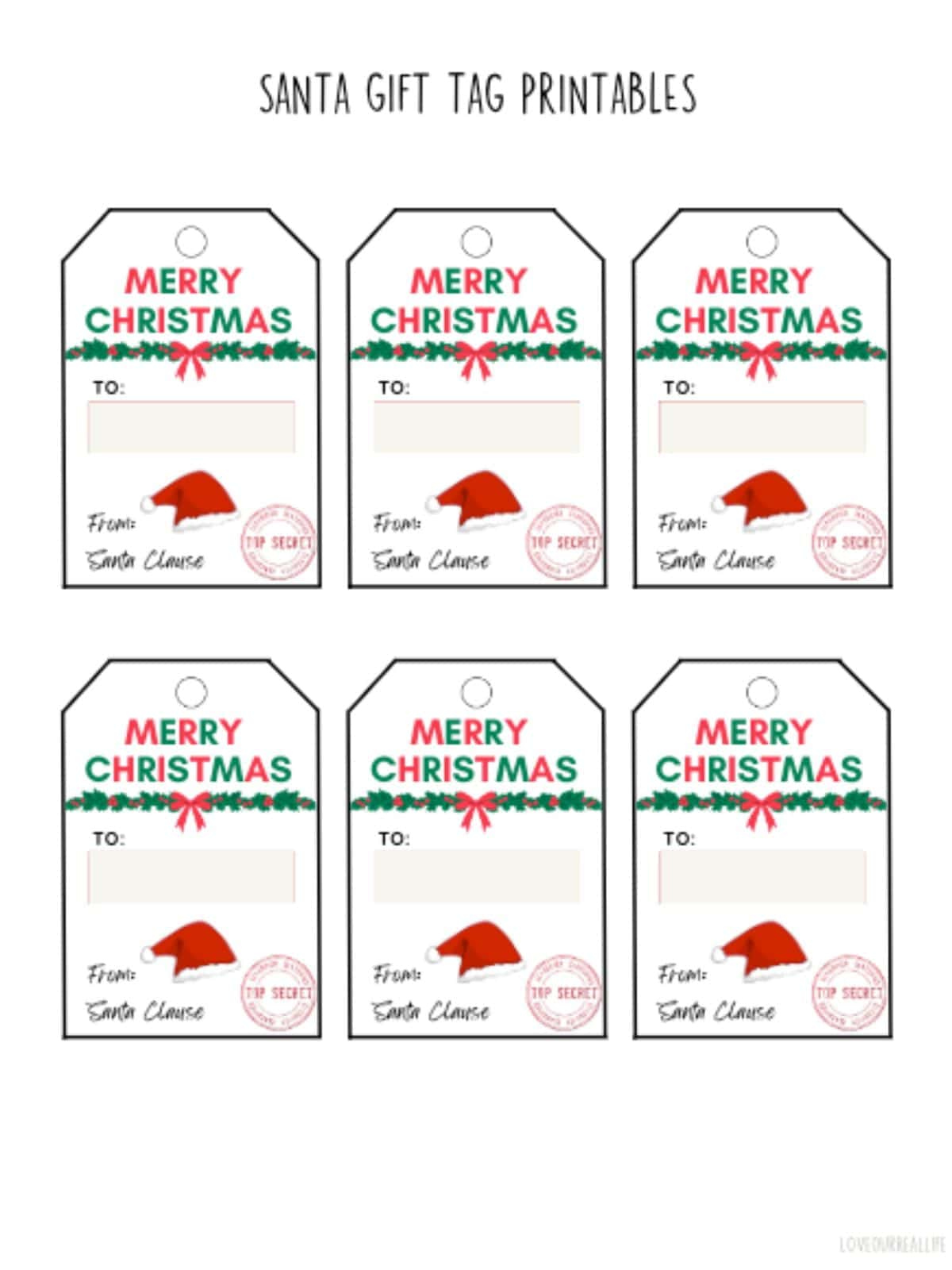 Free Printable Santa Gift Tags (Download Instantly to Print