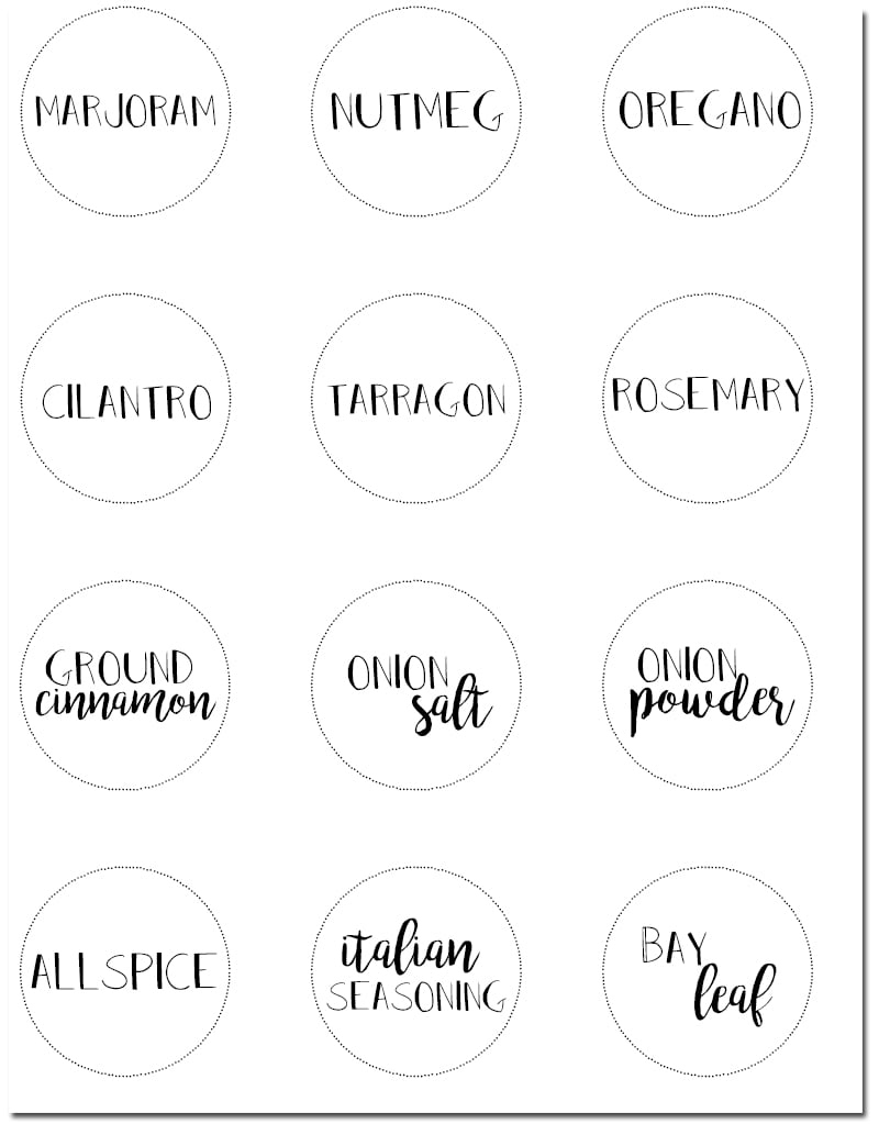 Free Printable Spice Jar Labels  Organized Spice Rack