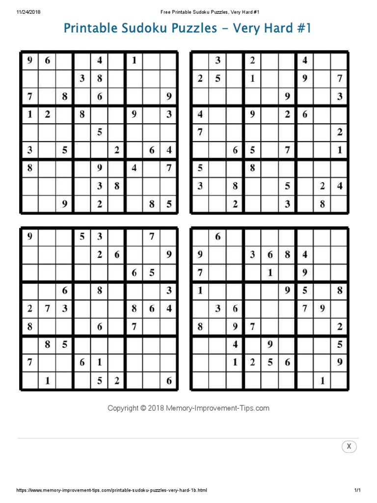 Free Printable Sudoku Puzzles, Very Hard # PDF  PDF  Games