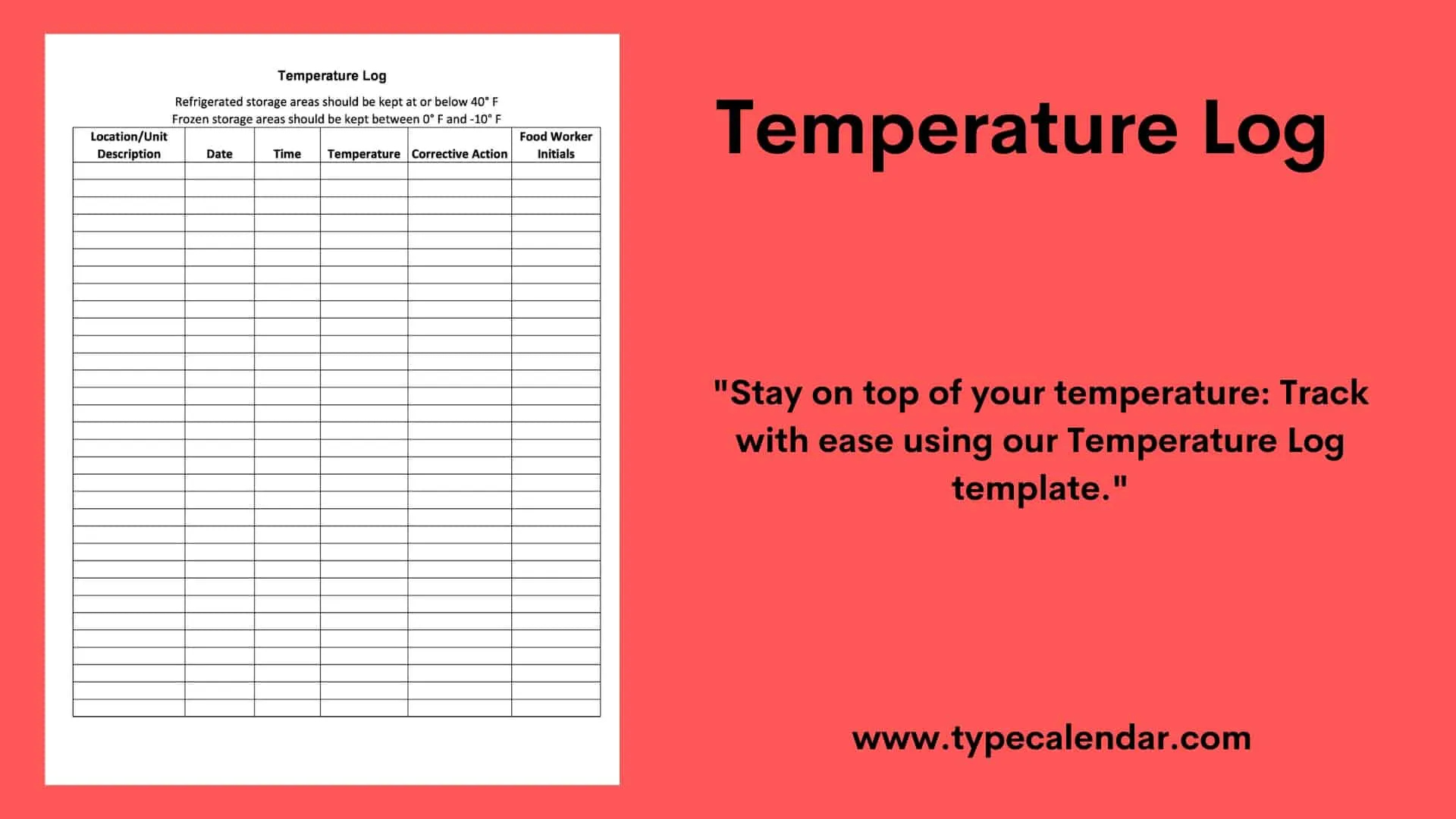 Free Printable Temperature Log Templates [Excel, Word, PDF Free Printable Temperature Log Templates [Excel, Word, PDF