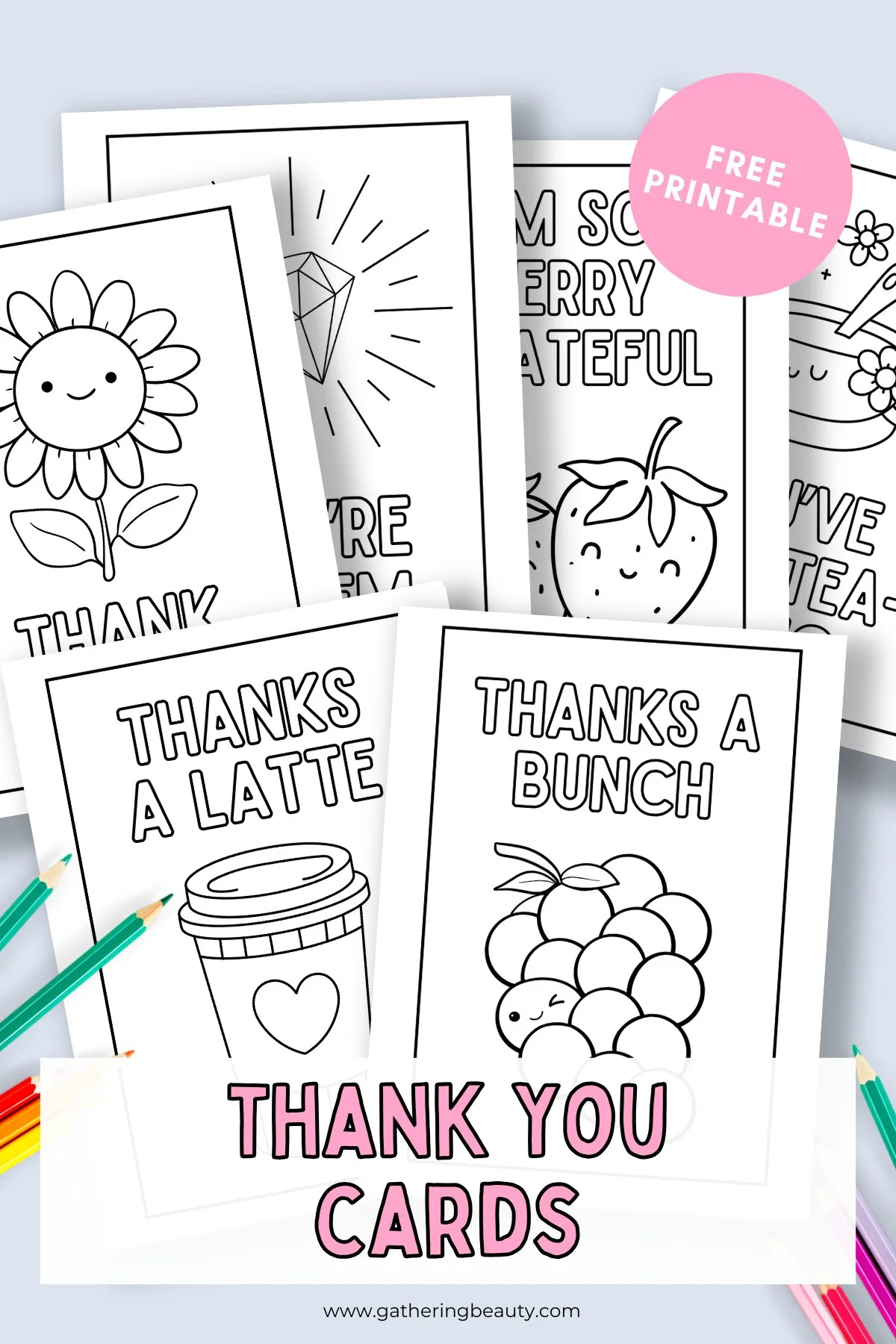 Free Printable Thank You Cards To Colour — Gathering Beauty