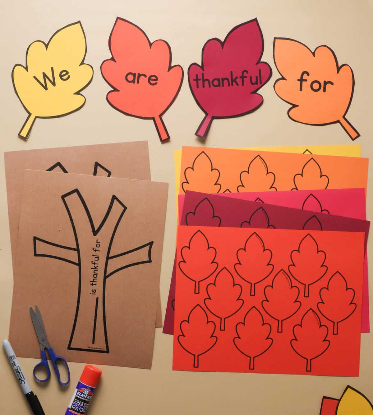 Free Printable Thankful Tree with Leaves - Literacy Learn