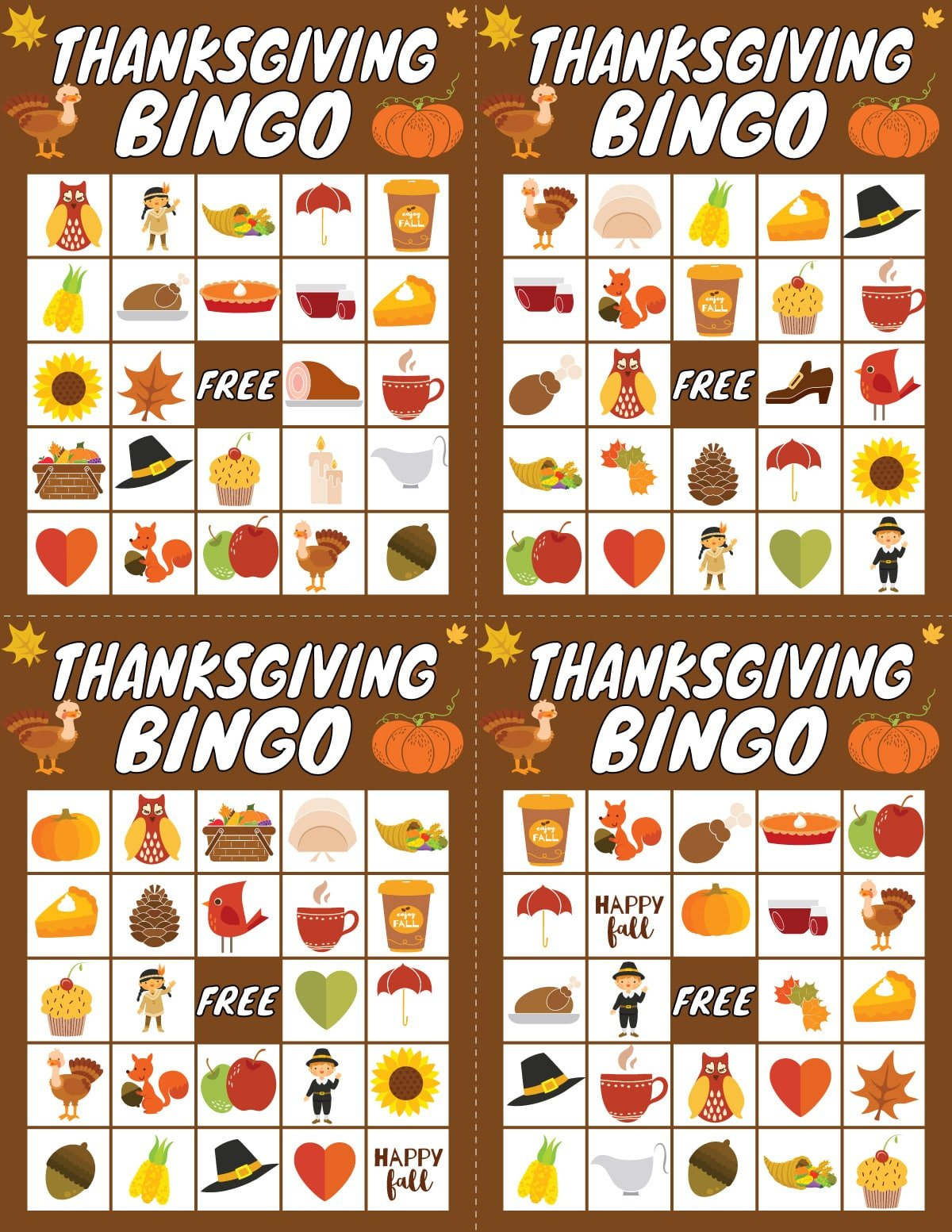 Free Printable Thanksgiving Bingo Game ( Cards) - Play Party Plan