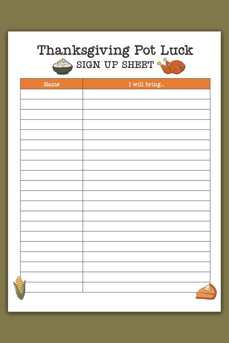 Free Printable Thanksgiving Potluck Sign Up Sheet Set - Google Free Printable Thanksgiving Potluck Sign Up Sheet Set - Google