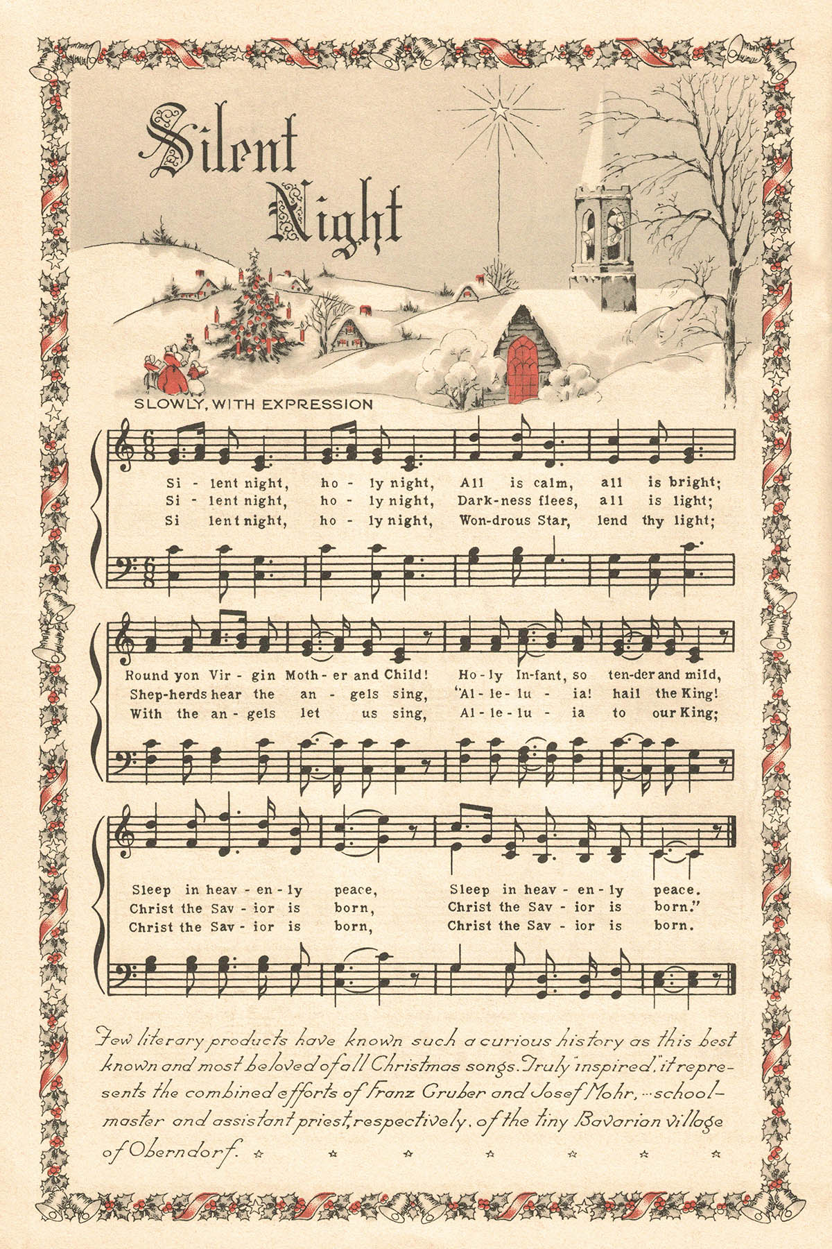 Free Printable Vintage Color Illustration Christmas Carols • Rose