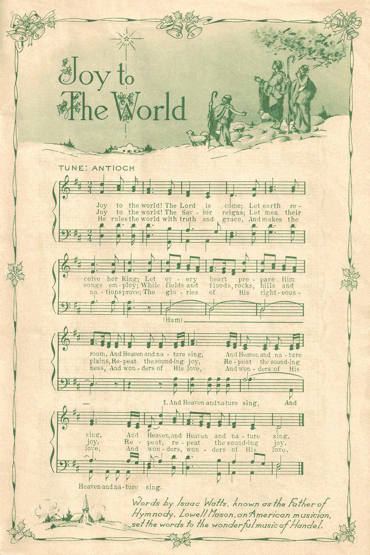 Free Printable Vintage Green Illustrated Christmas Carols • Rose