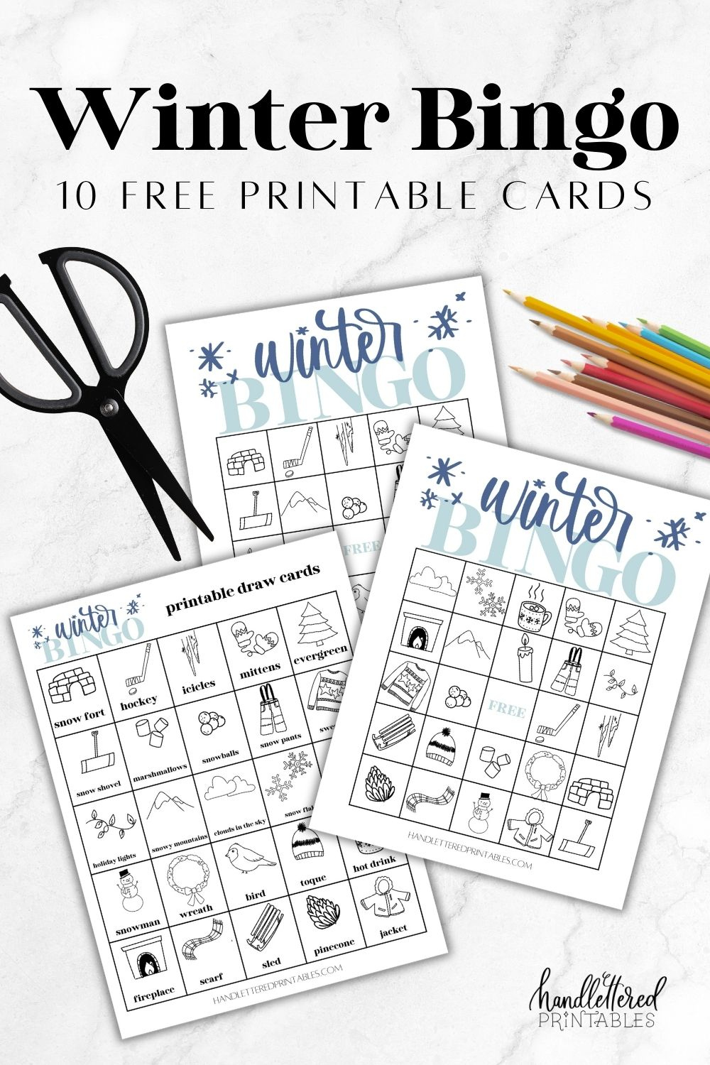 Free Printable Winter Bingo Game for Kids ( Cards) - Hand Free Printable Winter Bingo Game for Kids ( Cards) - Hand