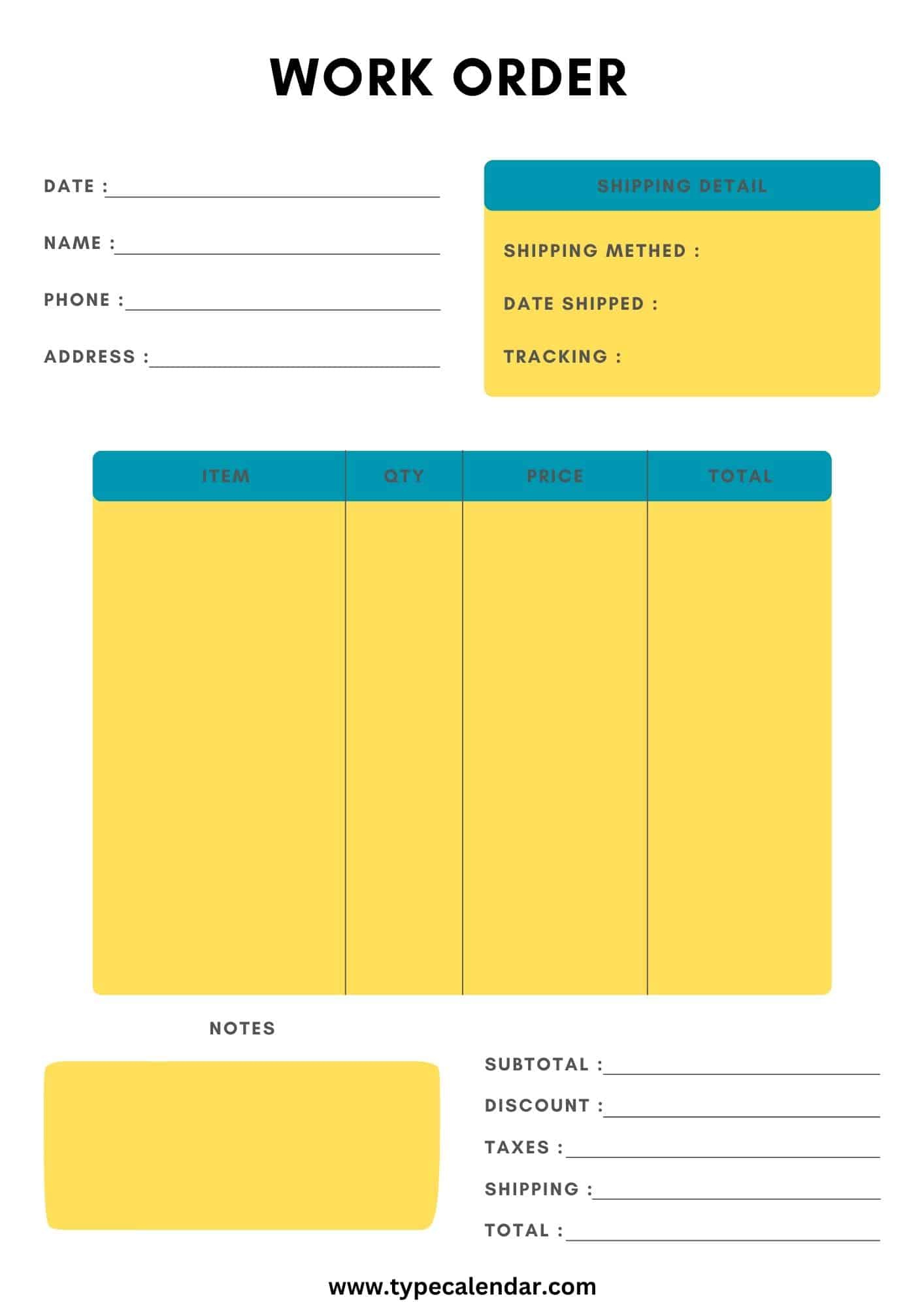 Free Printable Work Order Templates [Excel, Word, PDF] For Landscaping