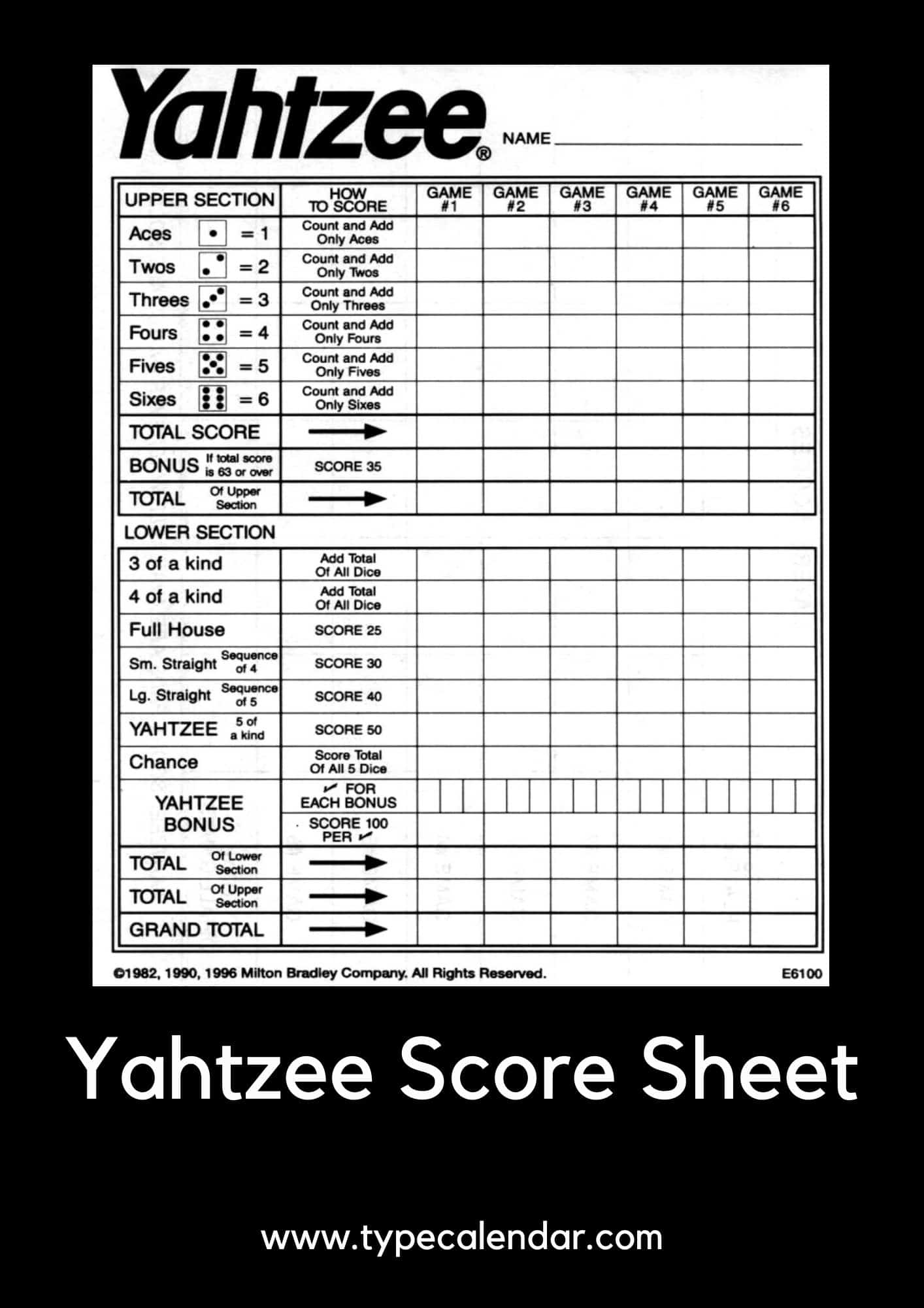 Free Printable Yahtzee Score Sheet Template [PDF, Excel] Triple