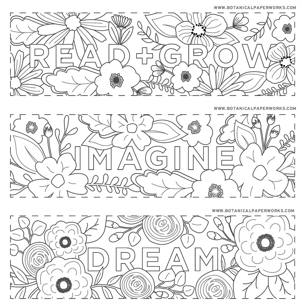 free printables} Read + Grow Coloring Bookmarks for Back-to-School
