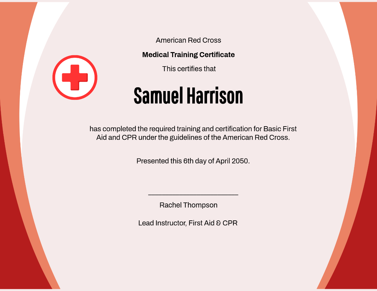 Free Red Cross Medical Training Certificate Template to Edit Online