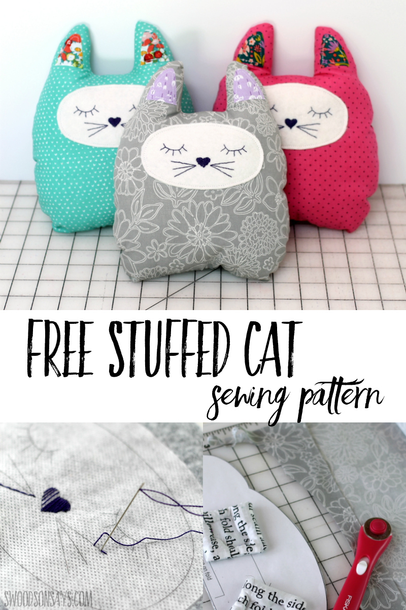 Free stuffed cat sewing pattern and tutorial - Swoodson Says
