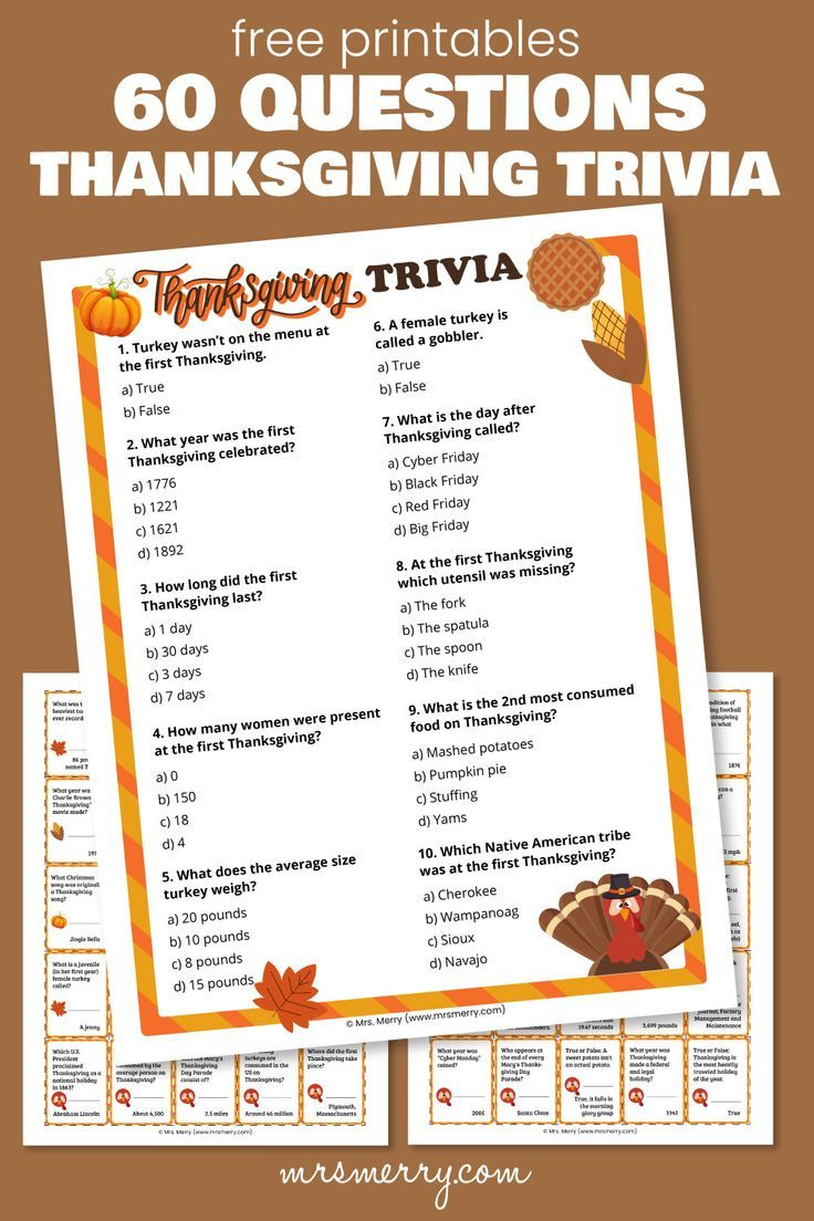 Free Thanksgiving Trivia Questions & Answers Game Mrs Free Thanksgiving Trivia Questions & Answers Game Mrs