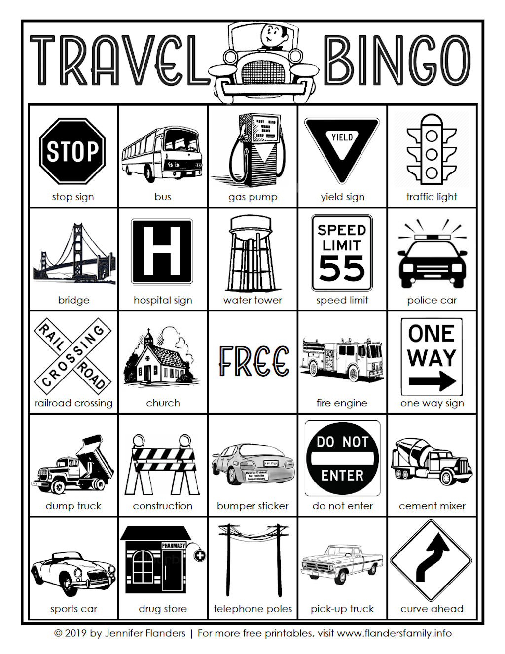 Free Travel Bingo Cards - Flanders Family Home Life