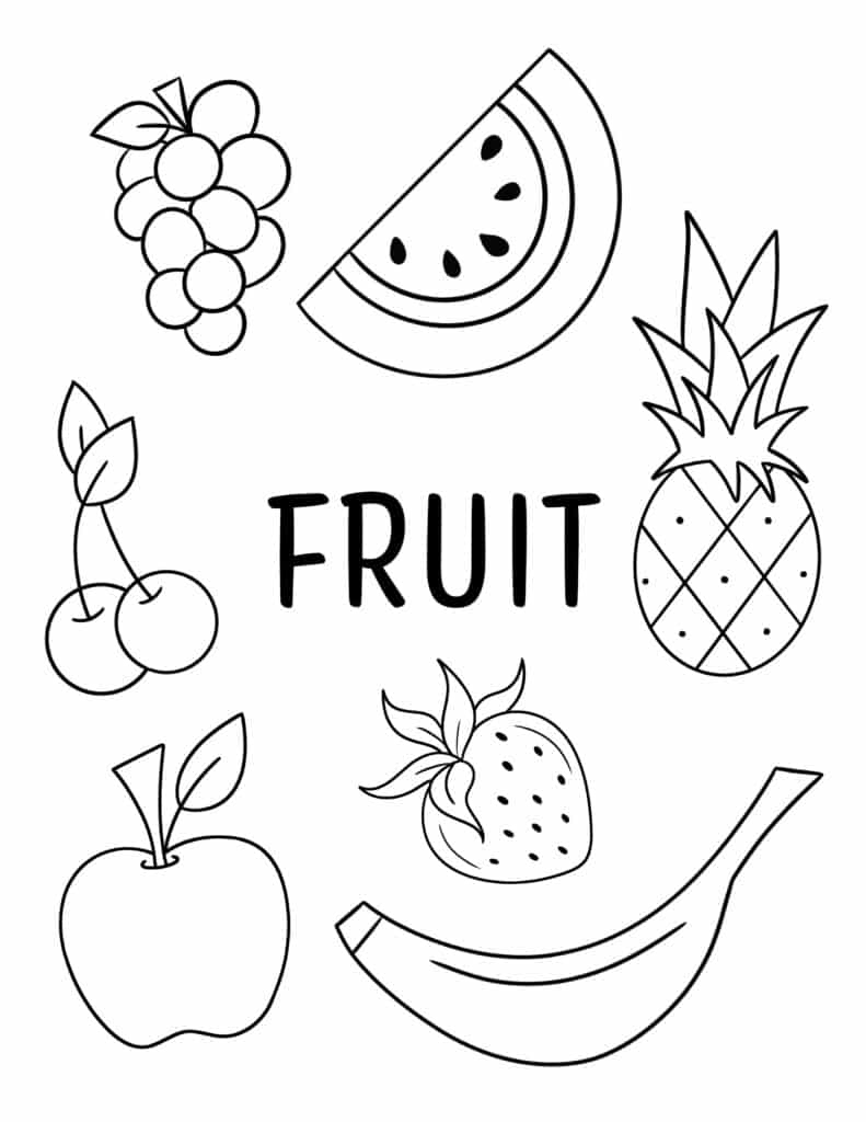 Free Vegetable and Fruit Coloring Pages for Kids ⋆ The Hollydog Blog