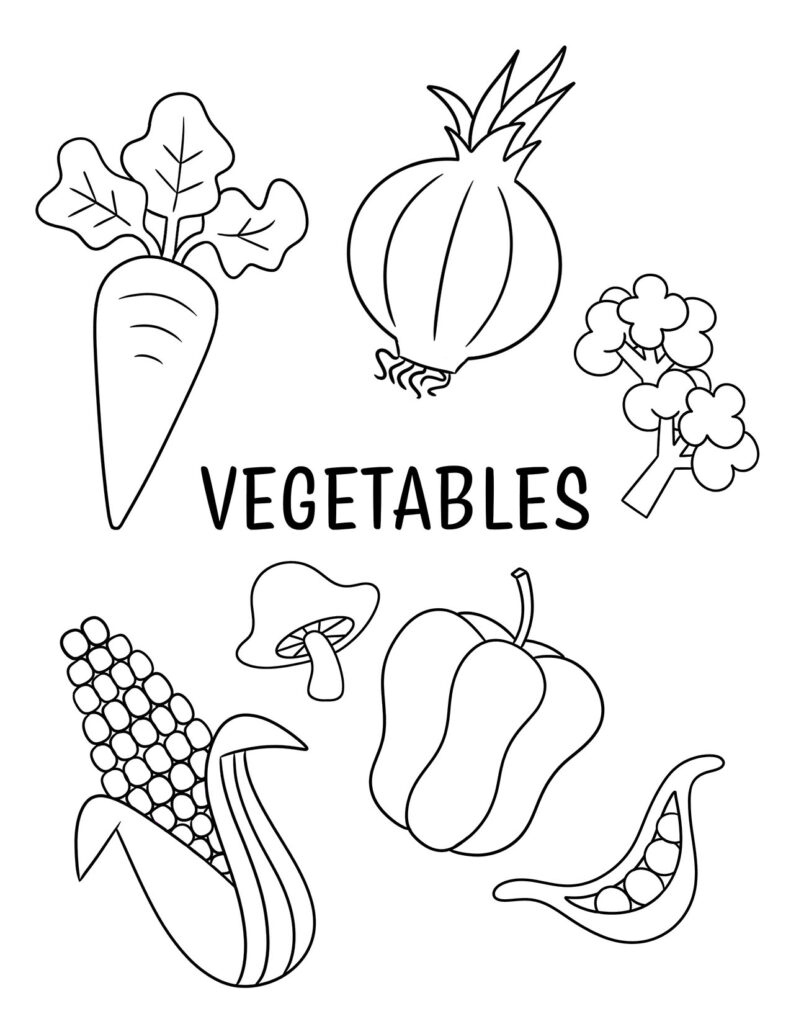 Free Vegetable and Fruit Coloring Pages for Kids ⋆ The Hollydog Blog