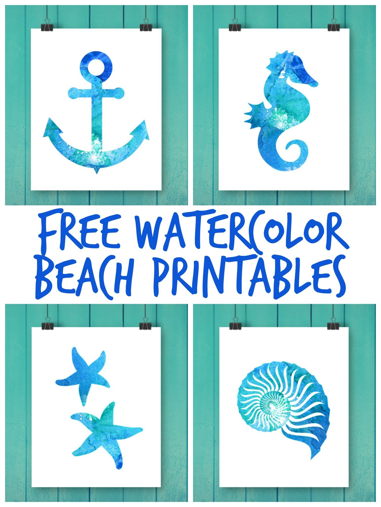Free Watercolor Beach Printables Free Watercolor Beach Printables