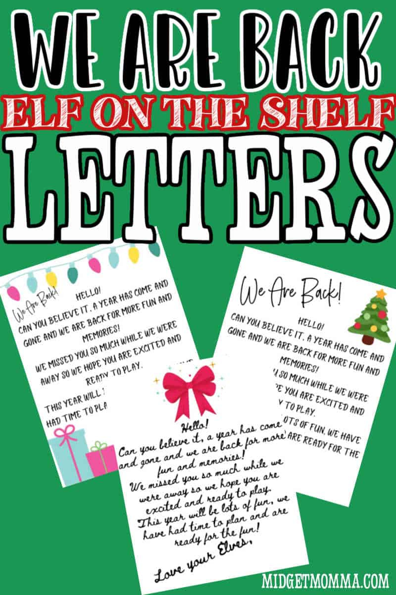 FREE "We Are Back" Elf on the Shelf Arrival Letters Printables
