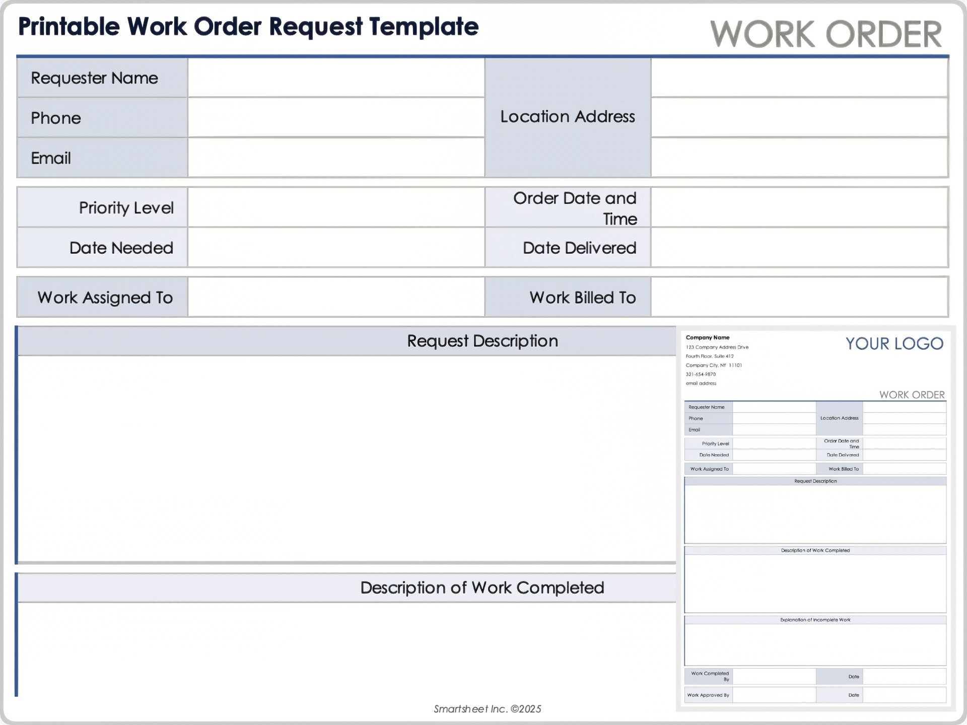 Free Work Order Forms & Templates: All Formats, Editable