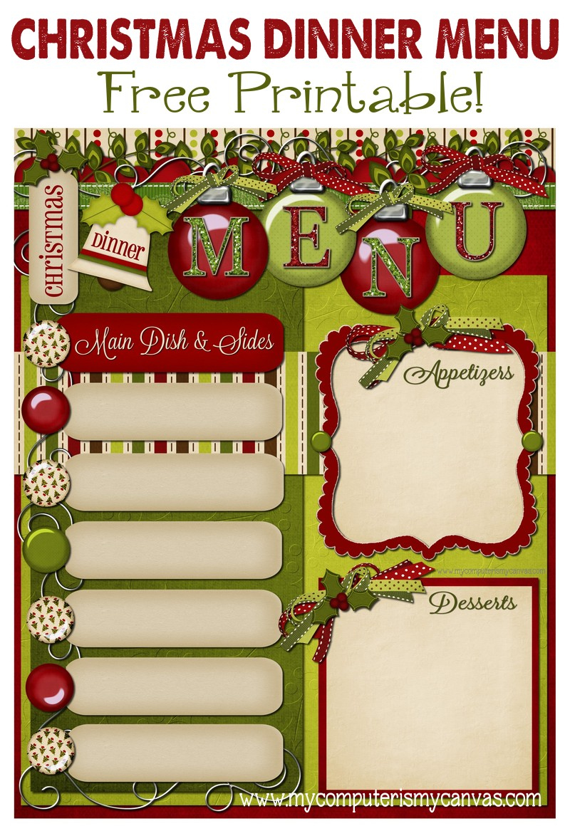 FREEBIE - Christmas Dinner Menu! - My Computer is My Canvas FREEBIE - Christmas Dinner Menu! - My Computer is My Canvas
