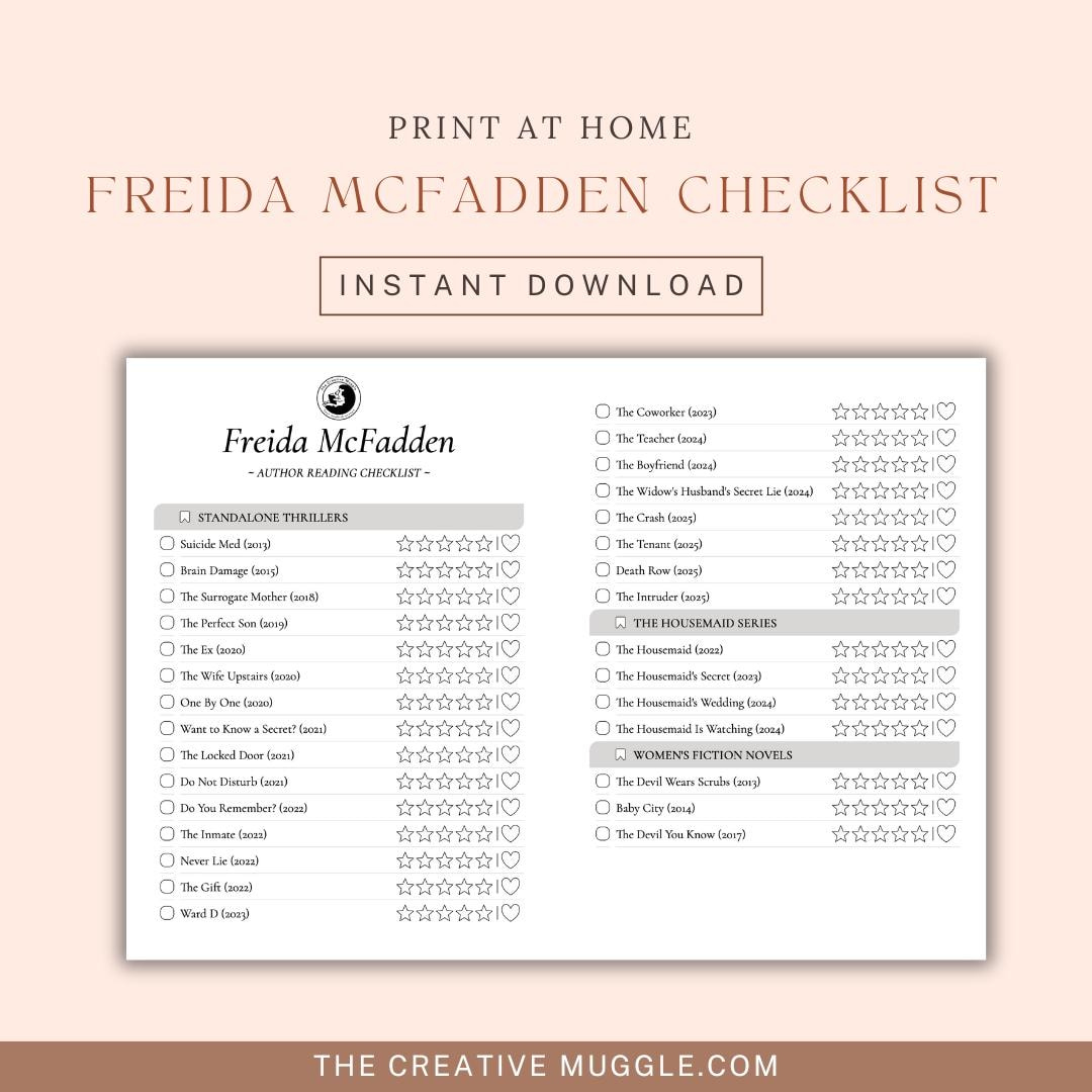 Freida Mcfadden Reading Checklist: Printable Book List (PDF Freida Mcfadden Reading Checklist: Printable Book List (PDF