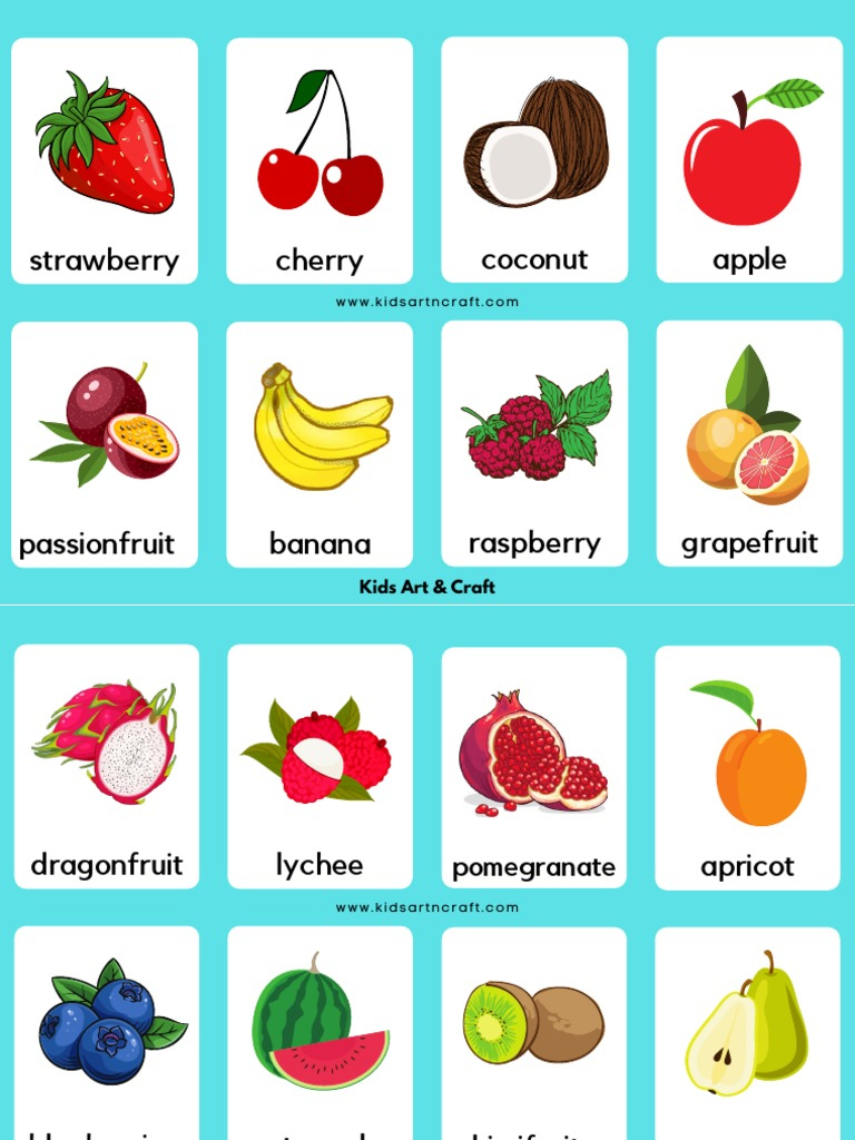 Fruit Flashcards For Toddlers Free Printable  PDF