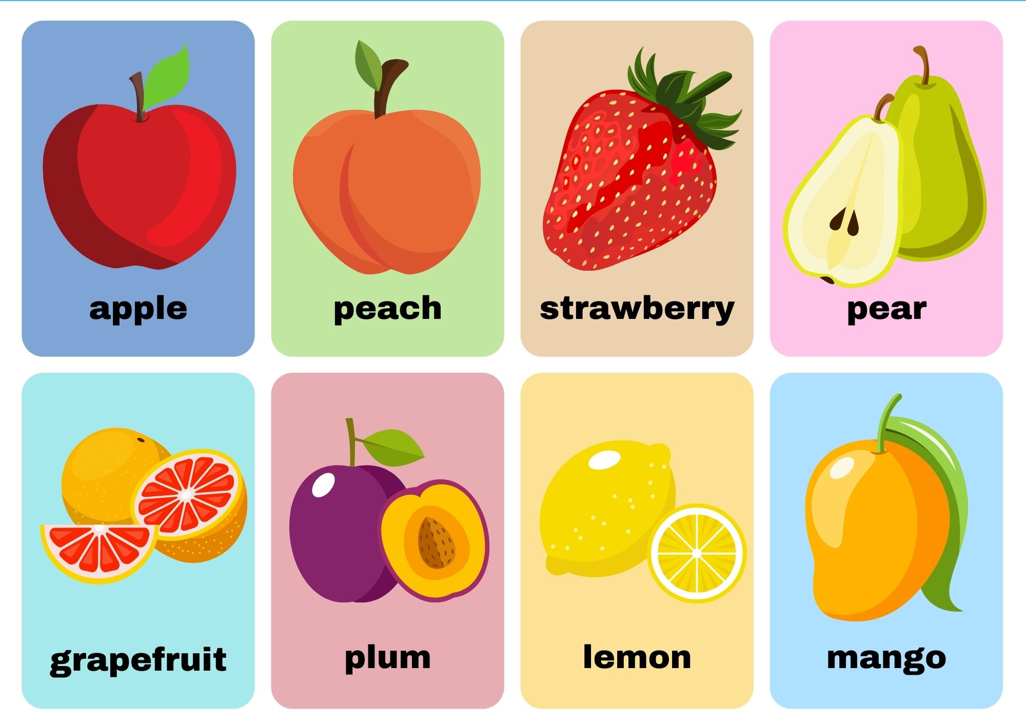 Fruit Flashcards No Words use online or PDF download - Ezpzlearn